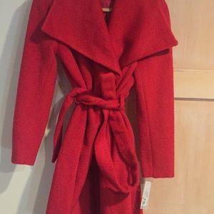Tahari Red Wrap Coat 6 NWT